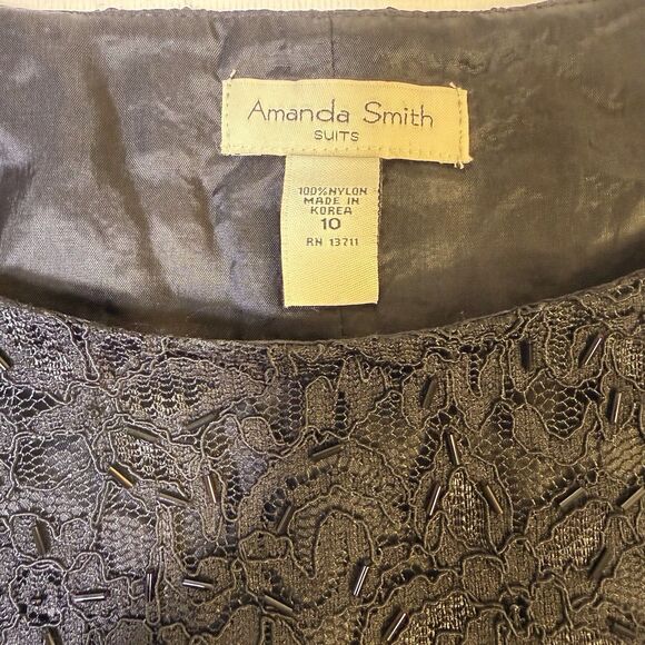 AMANDA SMITH Size 10 Tank Top Beaded Lace Black Cocktail Wedding Evening NWT - Picture 6 of 11